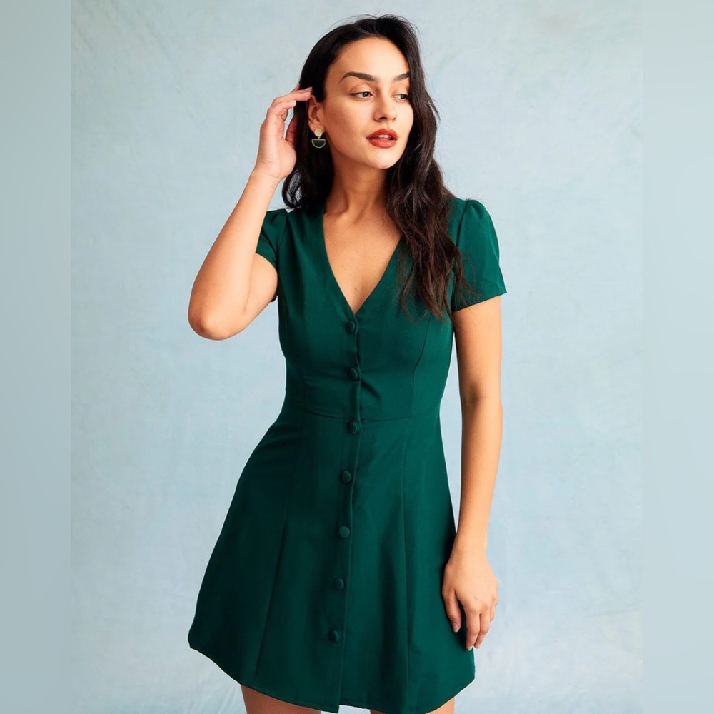 RIHOAS GREEN MINI DRESS